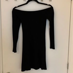 Black long sleeve off the shoulder dress